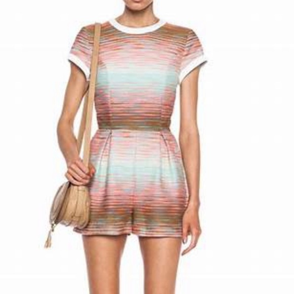 MSGM Tweed Cut-Out Back Romper Coral Multicolor Playsuit Size 42 IT/ 8 US EUC - Picture 1 of 16